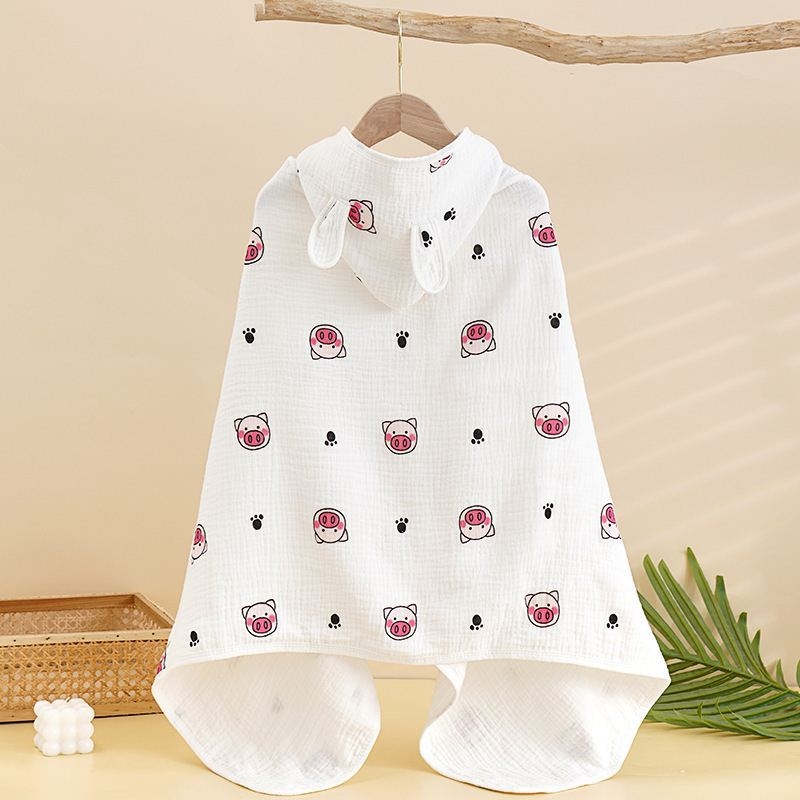 Keturių sluoksnių grynos medvilnės marlės vaikiškas rankšluostis, kūdikio apsiaustas su gobtuvu, maudymosi apsiaustas berniukams ir mergaitėms, šiltas chalatas