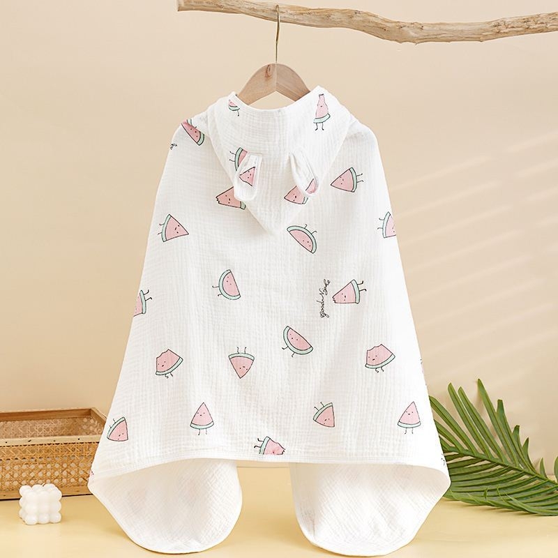 Keturių sluoksnių grynos medvilnės marlės vaikiškas rankšluostis, kūdikio apsiaustas su gobtuvu, maudymosi apsiaustas berniukams ir mergaitėms, šiltas chalatas