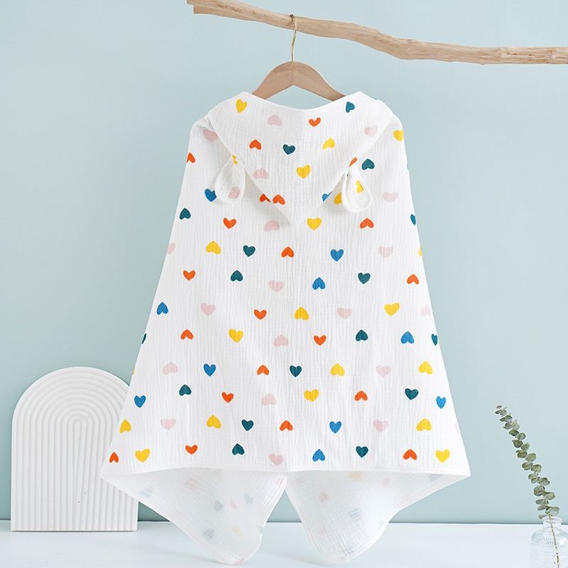 Keturių sluoksnių grynos medvilnės marlės vaikiškas rankšluostis, kūdikio apsiaustas su gobtuvu, maudymosi apsiaustas berniukams ir mergaitėms, šiltas chalatas