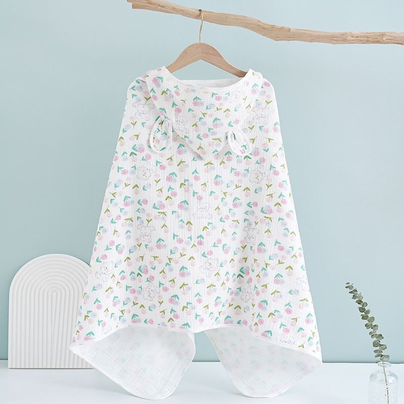 Keturių sluoksnių grynos medvilnės marlės vaikiškas rankšluostis, kūdikio apsiaustas su gobtuvu, maudymosi apsiaustas berniukams ir mergaitėms, šiltas chalatas