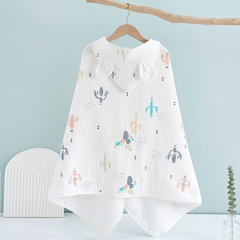 Keturių sluoksnių grynos medvilnės marlės vaikiškas rankšluostis, kūdikio apsiaustas su gobtuvu, maudymosi apsiaustas berniukams ir mergaitėms, šiltas chalatas