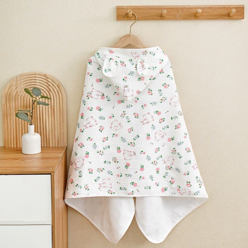 Keturių sluoksnių grynos medvilnės marlės vaikiškas rankšluostis, kūdikio apsiaustas su gobtuvu, maudymosi apsiaustas berniukams ir mergaitėms, šiltas chalatas