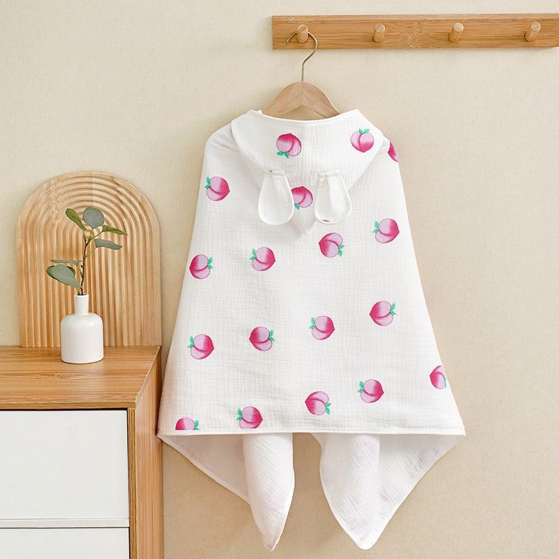 Keturių sluoksnių grynos medvilnės marlės vaikiškas rankšluostis, kūdikio apsiaustas su gobtuvu, maudymosi apsiaustas berniukams ir mergaitėms, šiltas chalatas