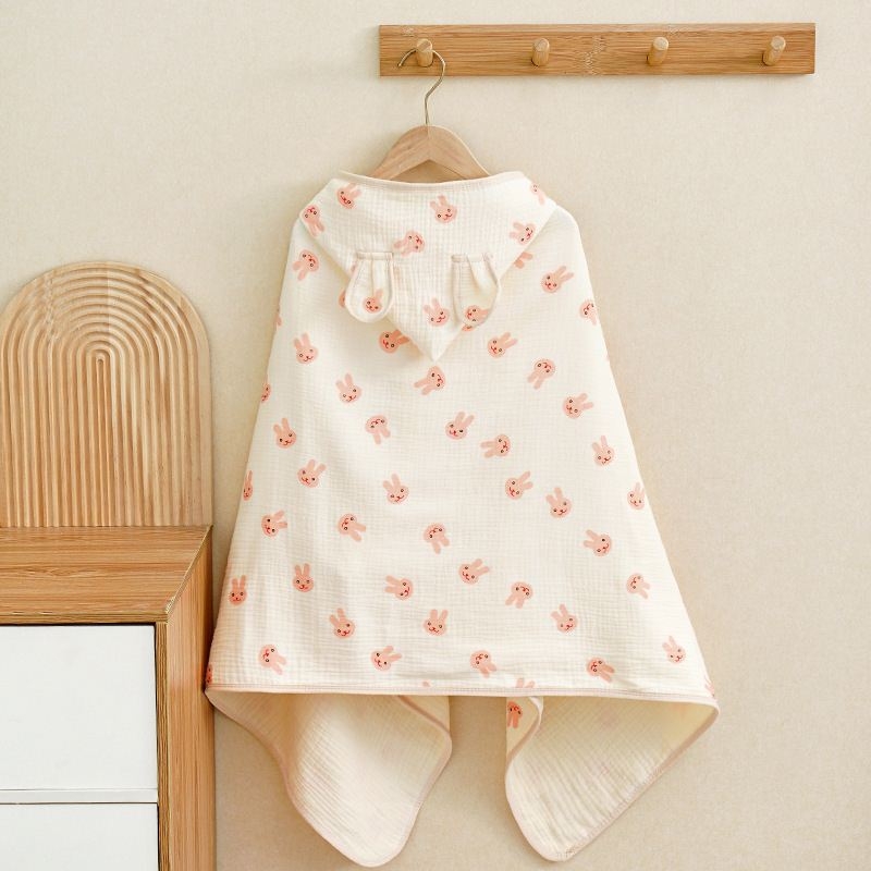 Keturių sluoksnių grynos medvilnės marlės vaikiškas rankšluostis, kūdikio apsiaustas su gobtuvu, maudymosi apsiaustas berniukams ir mergaitėms, šiltas chalatas