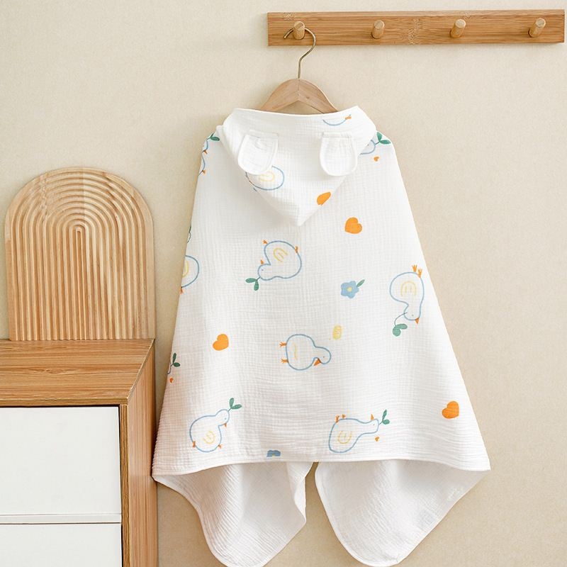 Keturių sluoksnių grynos medvilnės marlės vaikiškas rankšluostis, kūdikio apsiaustas su gobtuvu, maudymosi apsiaustas berniukams ir mergaitėms, šiltas chalatas