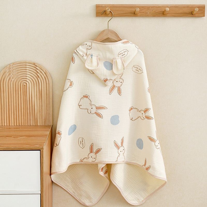 Keturių sluoksnių grynos medvilnės marlės vaikiškas rankšluostis, kūdikio apsiaustas su gobtuvu, maudymosi apsiaustas berniukams ir mergaitėms, šiltas chalatas