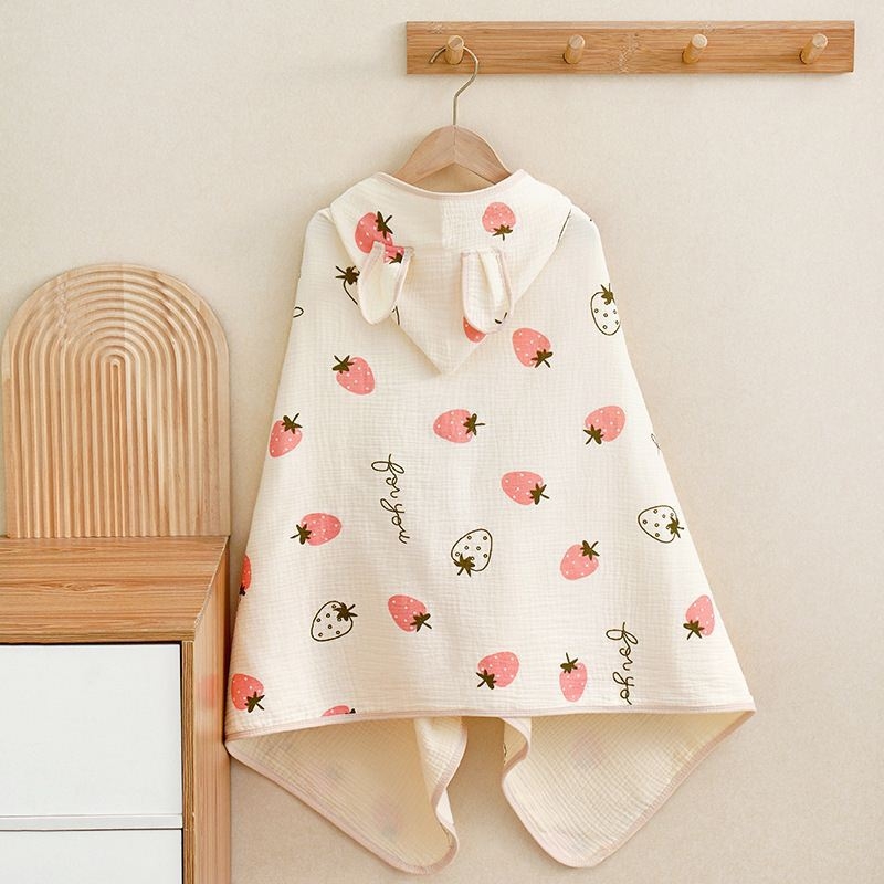 Keturių sluoksnių grynos medvilnės marlės vaikiškas rankšluostis, kūdikio apsiaustas su gobtuvu, maudymosi apsiaustas berniukams ir mergaitėms, šiltas chalatas