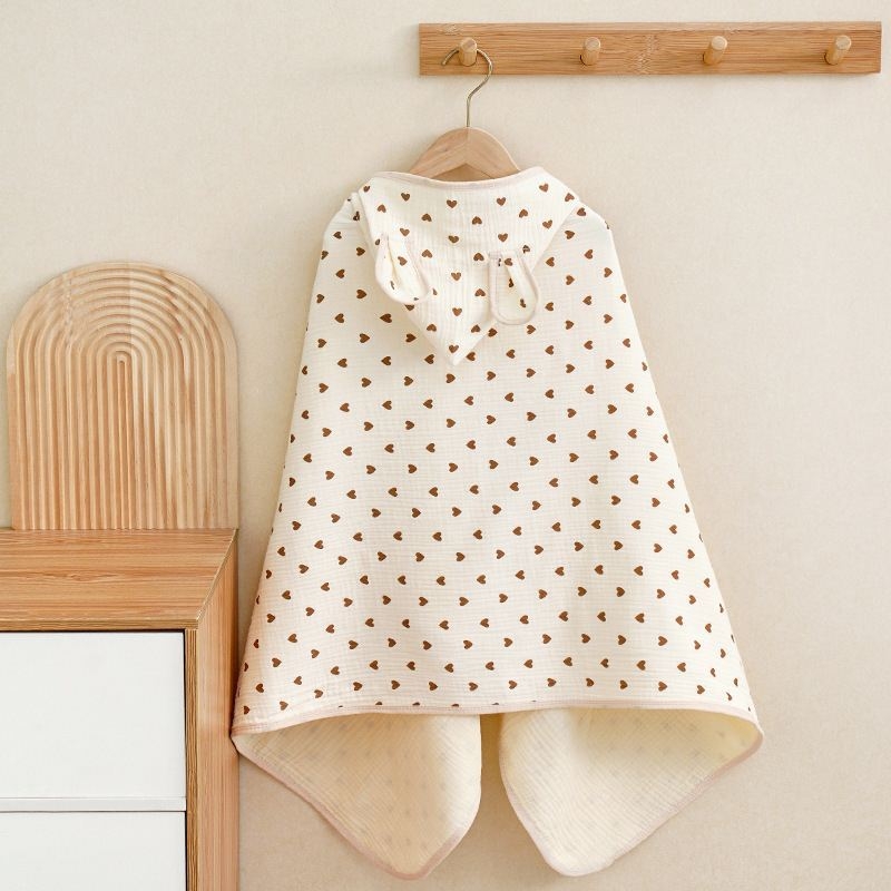 Keturių sluoksnių grynos medvilnės marlės vaikiškas rankšluostis, kūdikio apsiaustas su gobtuvu, maudymosi apsiaustas berniukams ir mergaitėms, šiltas chalatas