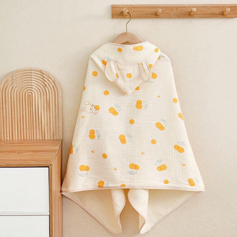Keturių sluoksnių grynos medvilnės marlės vaikiškas rankšluostis, kūdikio apsiaustas su gobtuvu, maudymosi apsiaustas berniukams ir mergaitėms, šiltas chalatas