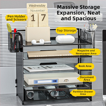 -Πενταώροφο μεταλλικό ράφι αρχείων για διασυνοριακό γραφείο, συρτάρι, ράφι αρχείων, τραπέζι, αρχείο