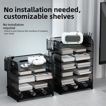 -Πενταώροφο μεταλλικό ράφι αρχείων για διασυνοριακό γραφείο, συρτάρι, ράφι αρχείων, τραπέζι, αρχείο