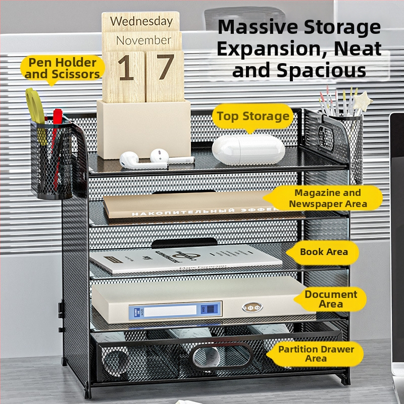 -Határokon átnyúló irodai ötszintes asztali irattároló állvány fém irattartó fiókos irattartó asztali irattartó