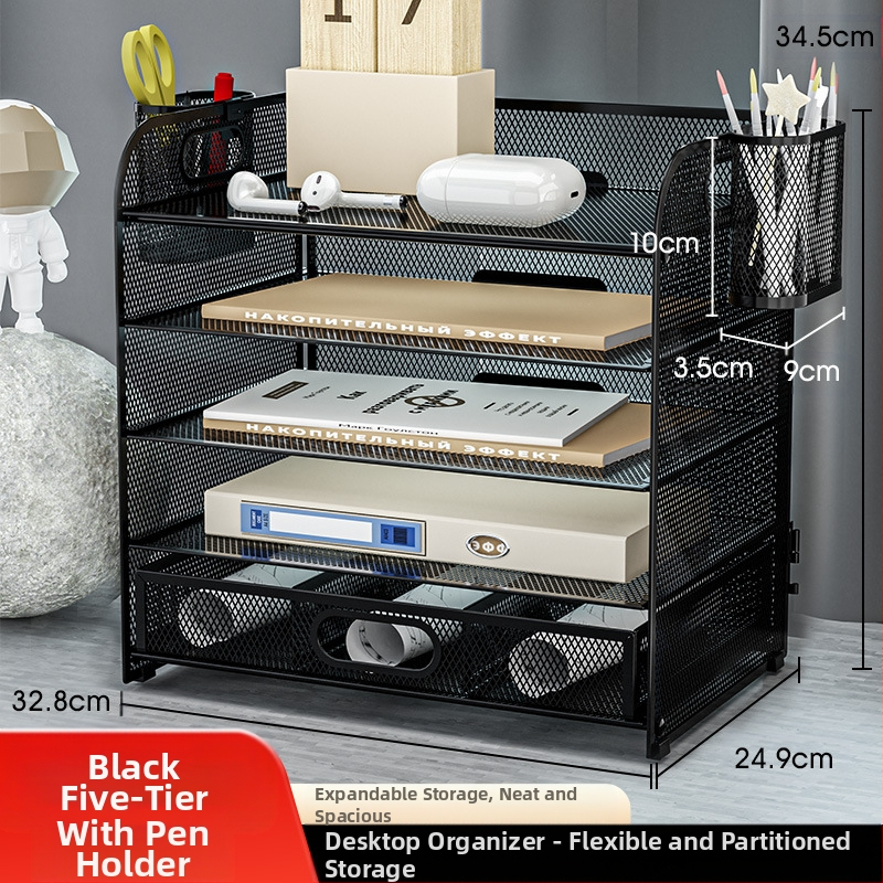 -Határokon átnyúló irodai ötszintes asztali irattároló állvány fém irattartó fiókos irattartó asztali irattartó