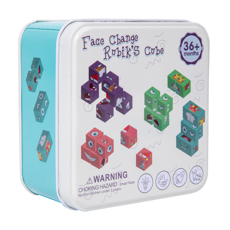 Детски сменящи лицето кубчета на Рубик, строителни блокове, образователни играчки, интерактивна настолна бойна игра за родители и деца, дървена усмихната шарка, кубче на Рубик
