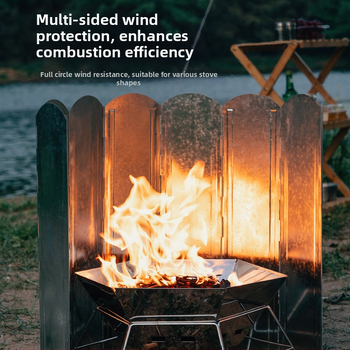 Сгъваем дефлектор за вятър от алуминиева сплав за външна печка, 8 броя/10 броя