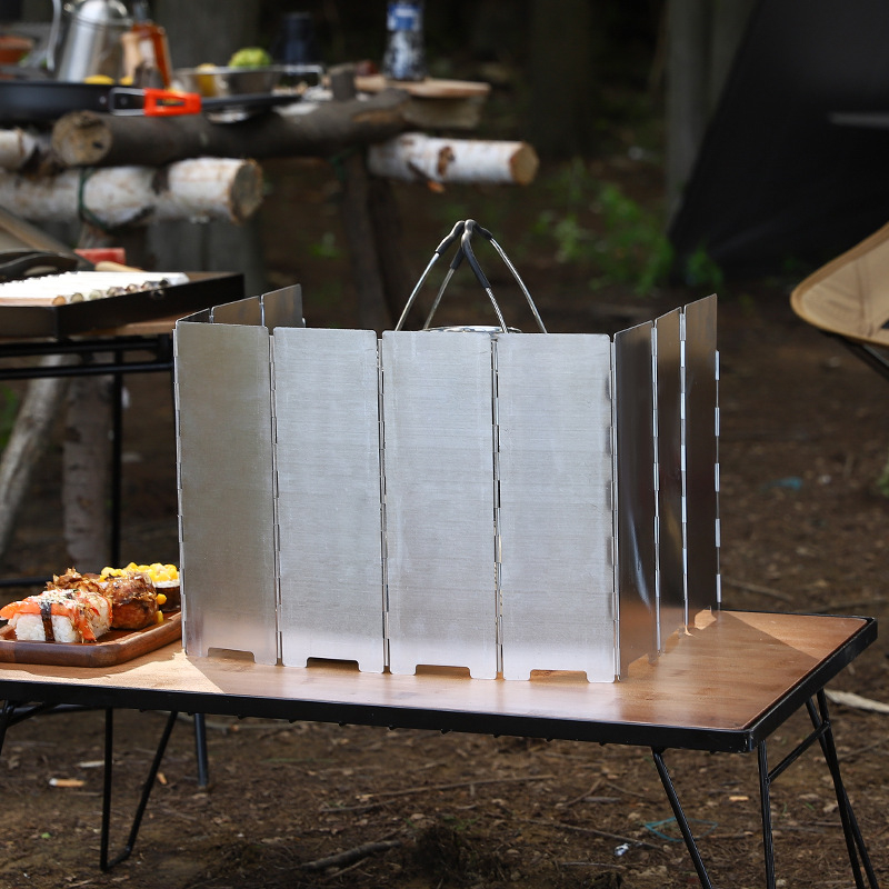 Сгъваем дефлектор за вятър от алуминиева сплав за външна печка, 8 броя/10 броя