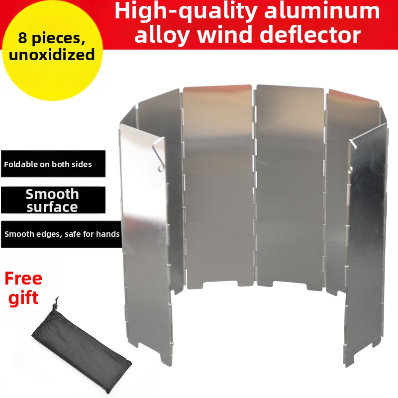 Сгъваем дефлектор за вятър от алуминиева сплав за външна печка, 8 броя/10 броя