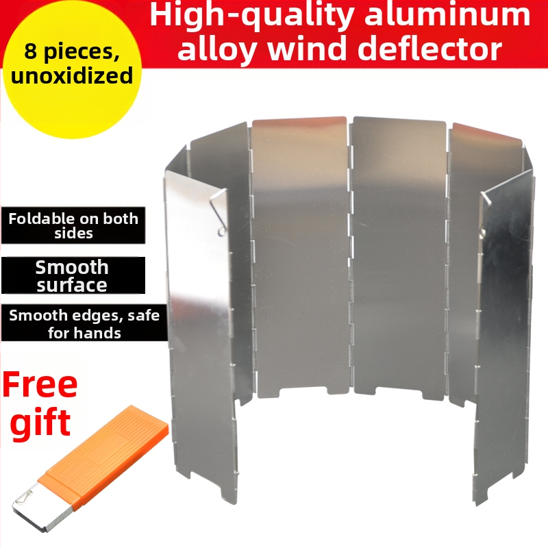 Сгъваем дефлектор за вятър от алуминиева сплав за външна печка, 8 броя/10 броя