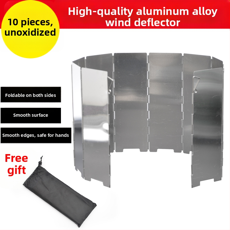Сгъваем дефлектор за вятър от алуминиева сплав за външна печка, 8 броя/10 броя