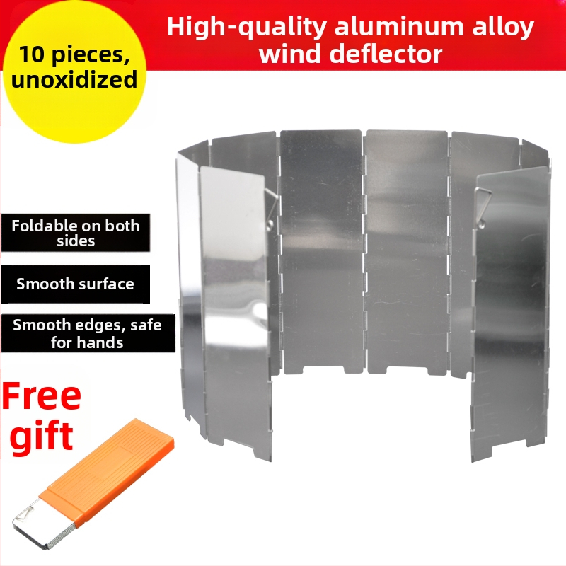Сгъваем дефлектор за вятър от алуминиева сплав за външна печка, 8 броя/10 броя