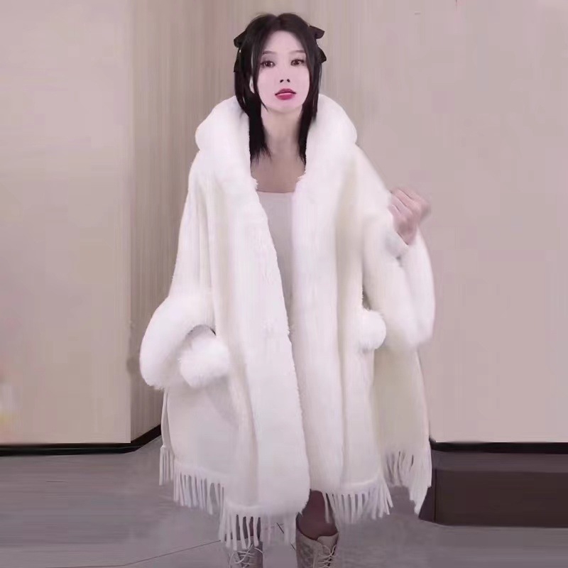 686# Uus Rex-imitatsiooniga jänesekarvu kraega keep-sall, fliisvoodriga, paksendatud kapuutsiga läikiv siidist keep, pluss-suuruses villane jope