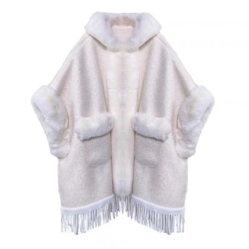 686# Uus Rex-imitatsiooniga jänesekarvu kraega keep-sall, fliisvoodriga, paksendatud kapuutsiga läikiv siidist keep, pluss-suuruses villane jope