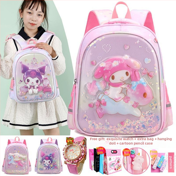 Új Kuromi iskolatáska női óvodai közép- és nagyosztályú könnyű óvodai osztályos terhet csökkentő gyermek aranyos rajzfilm hátizsák