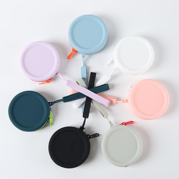 Silikoninis maišelis, apvali monetų piniginė, vientisos spalvos, ausinių duomenų linija, lūpų dažų laikymo maišelis, nešiojamas užtrauktukas, raktų dėklas, yra sandėlyje