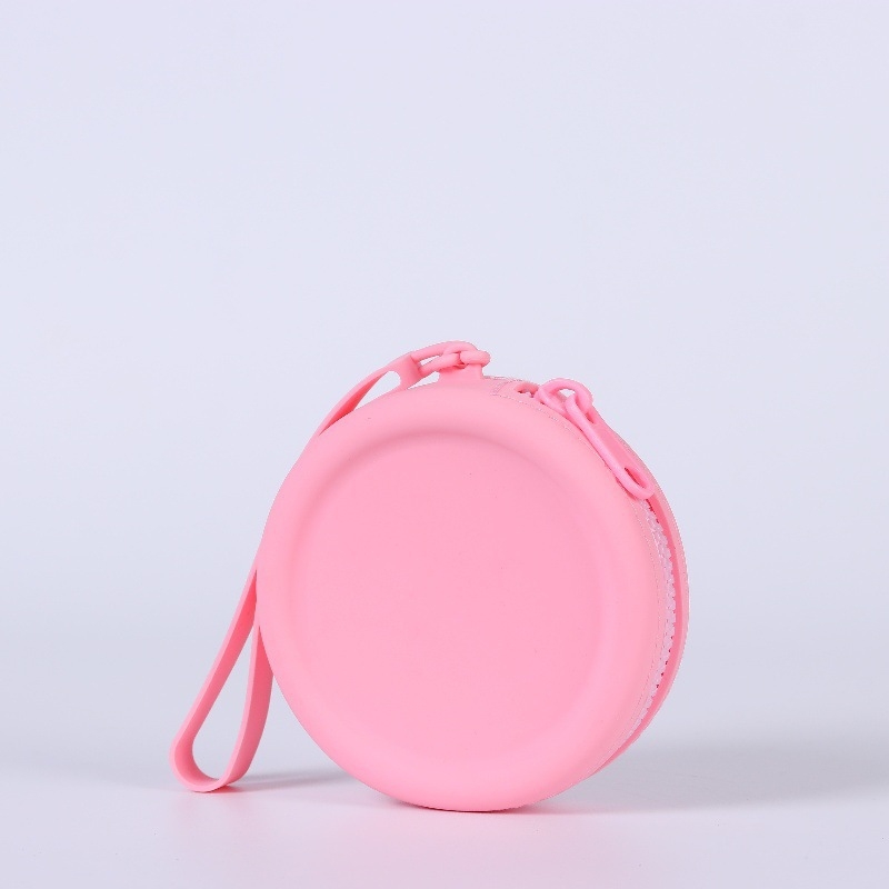 Silikoninis maišelis, apvali monetų piniginė, vientisos spalvos, ausinių duomenų linija, lūpų dažų laikymo maišelis, nešiojamas užtrauktukas, raktų dėklas, yra sandėlyje
