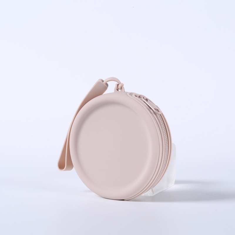 Silikoninis maišelis, apvali monetų piniginė, vientisos spalvos, ausinių duomenų linija, lūpų dažų laikymo maišelis, nešiojamas užtrauktukas, raktų dėklas, yra sandėlyje