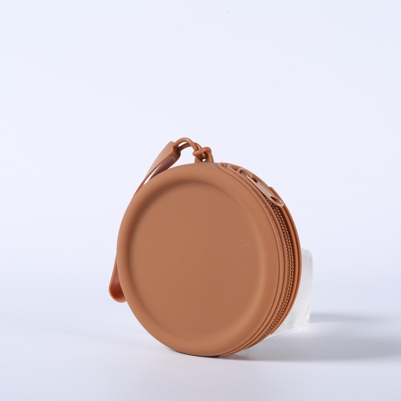 Silikoninis maišelis, apvali monetų piniginė, vientisos spalvos, ausinių duomenų linija, lūpų dažų laikymo maišelis, nešiojamas užtrauktukas, raktų dėklas, yra sandėlyje