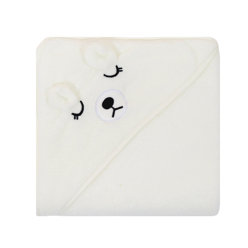 Korallfliisist kott beebirätikule, tikitud, armas, pehme, imav, kiiresti kuivav, kapuutsiga beebitekk, piiriülene, eksklusiivne