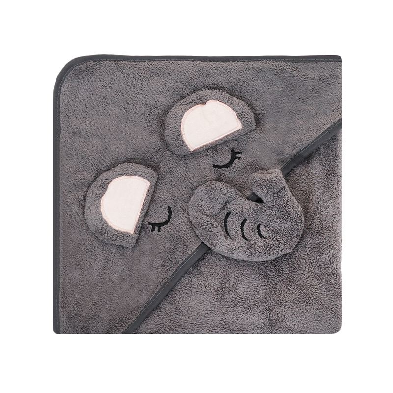 Korallfliisist kott beebirätikule, tikitud, armas, pehme, imav, kiiresti kuivav, kapuutsiga beebitekk, piiriülene, eksklusiivne