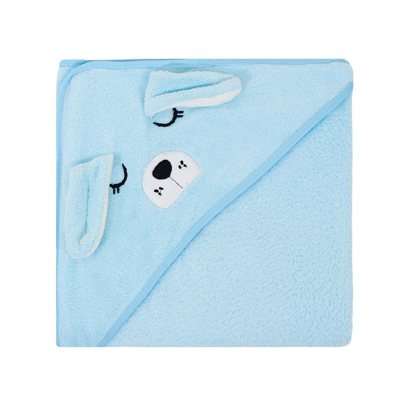 Korallfliisist kott beebirätikule, tikitud, armas, pehme, imav, kiiresti kuivav, kapuutsiga beebitekk, piiriülene, eksklusiivne