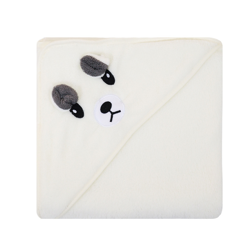 Korallfliisist kott beebirätikule, tikitud, armas, pehme, imav, kiiresti kuivav, kapuutsiga beebitekk, piiriülene, eksklusiivne