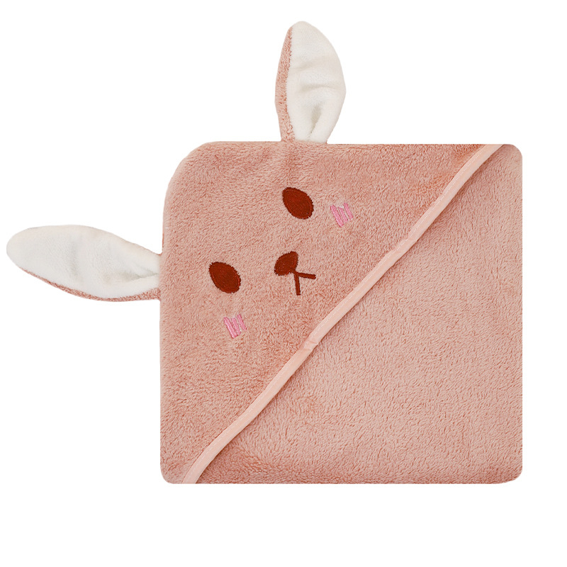 Korallfliisist kott beebirätikule, tikitud, armas, pehme, imav, kiiresti kuivav, kapuutsiga beebitekk, piiriülene, eksklusiivne