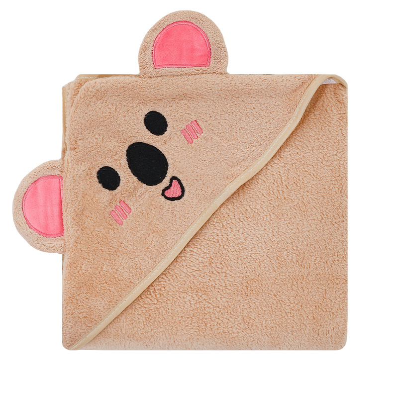 Korallfliisist kott beebirätikule, tikitud, armas, pehme, imav, kiiresti kuivav, kapuutsiga beebitekk, piiriülene, eksklusiivne