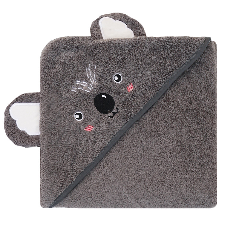 Korallfliisist kott beebirätikule, tikitud, armas, pehme, imav, kiiresti kuivav, kapuutsiga beebitekk, piiriülene, eksklusiivne