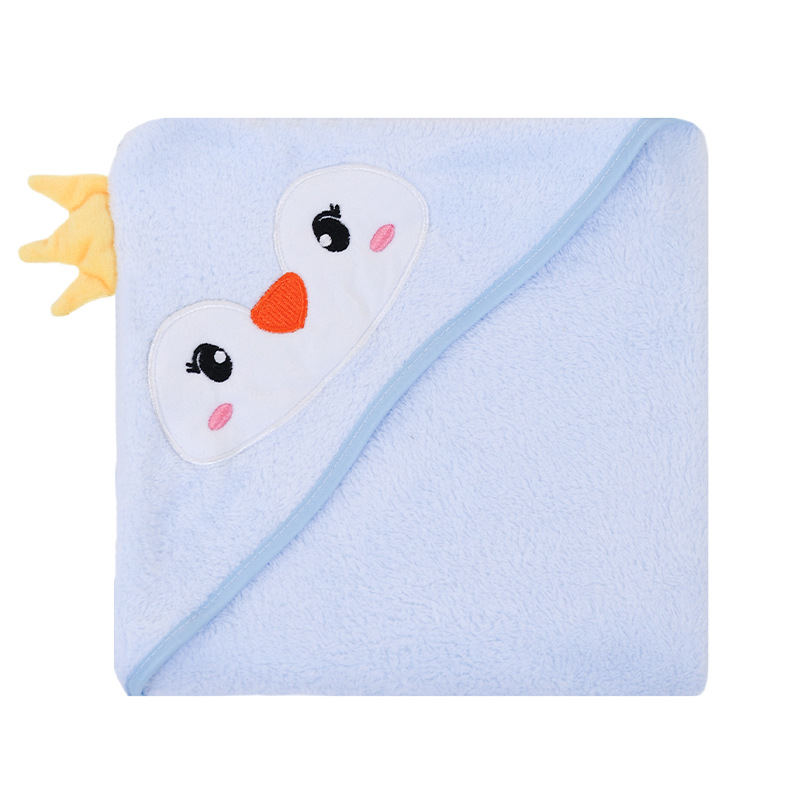 Korallfliisist kott beebirätikule, tikitud, armas, pehme, imav, kiiresti kuivav, kapuutsiga beebitekk, piiriülene, eksklusiivne