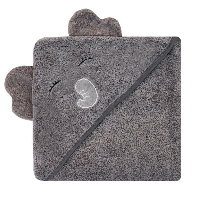 Korallfliisist kott beebirätikule, tikitud, armas, pehme, imav, kiiresti kuivav, kapuutsiga beebitekk, piiriülene, eksklusiivne