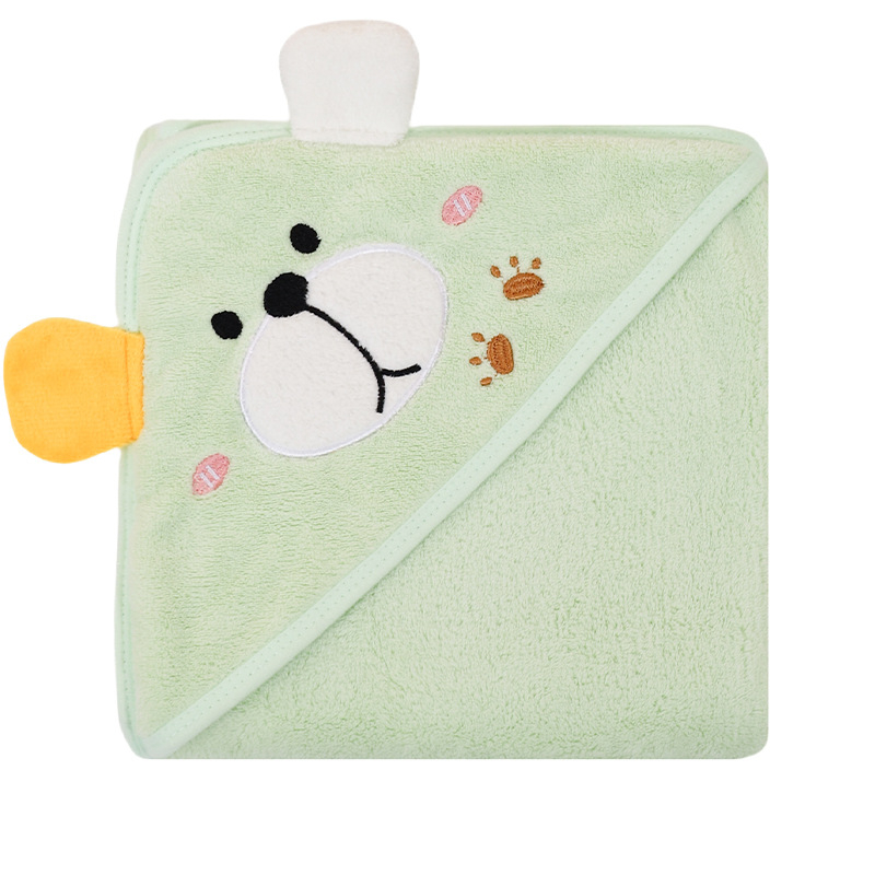 Korallfliisist kott beebirätikule, tikitud, armas, pehme, imav, kiiresti kuivav, kapuutsiga beebitekk, piiriülene, eksklusiivne