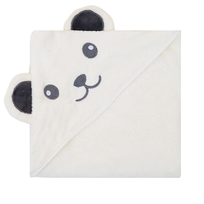 Korallfliisist kott beebirätikule, tikitud, armas, pehme, imav, kiiresti kuivav, kapuutsiga beebitekk, piiriülene, eksklusiivne