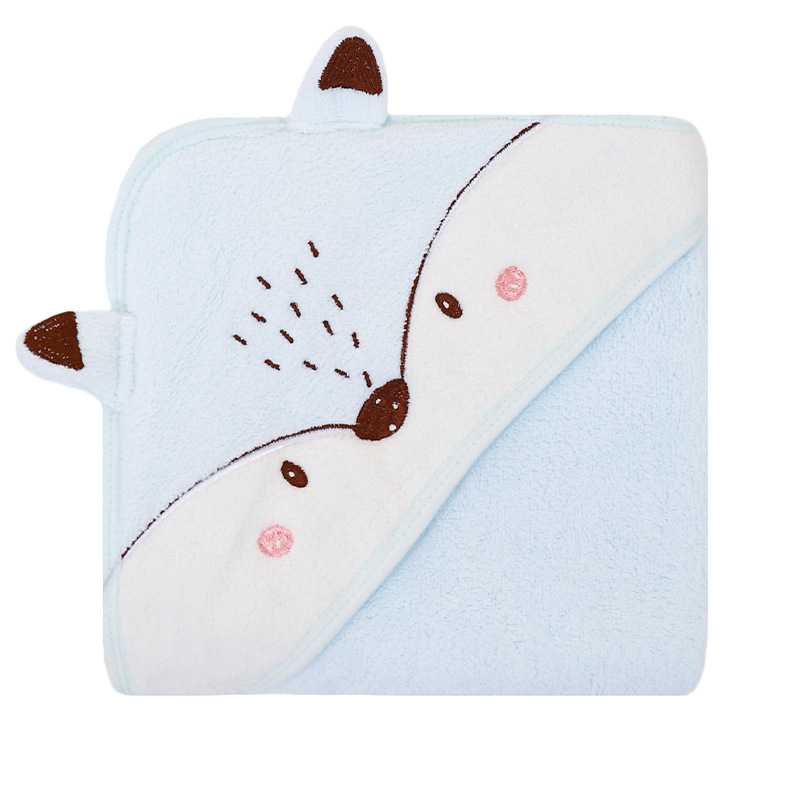 Korallfliisist kott beebirätikule, tikitud, armas, pehme, imav, kiiresti kuivav, kapuutsiga beebitekk, piiriülene, eksklusiivne