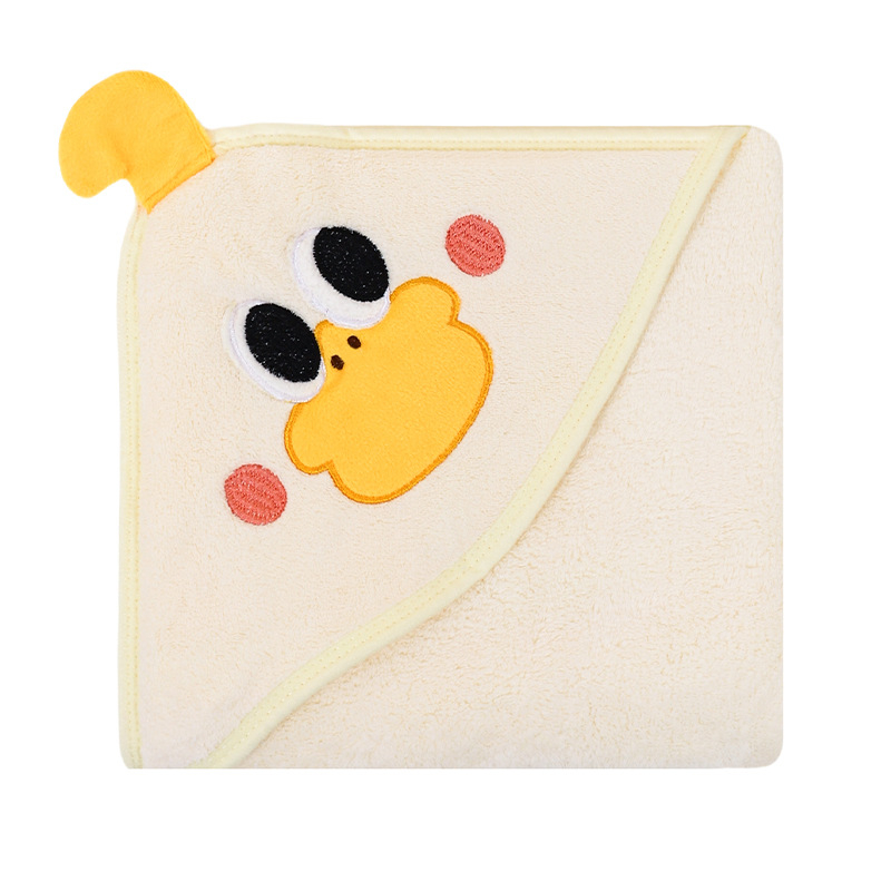 Korallfliisist kott beebirätikule, tikitud, armas, pehme, imav, kiiresti kuivav, kapuutsiga beebitekk, piiriülene, eksklusiivne