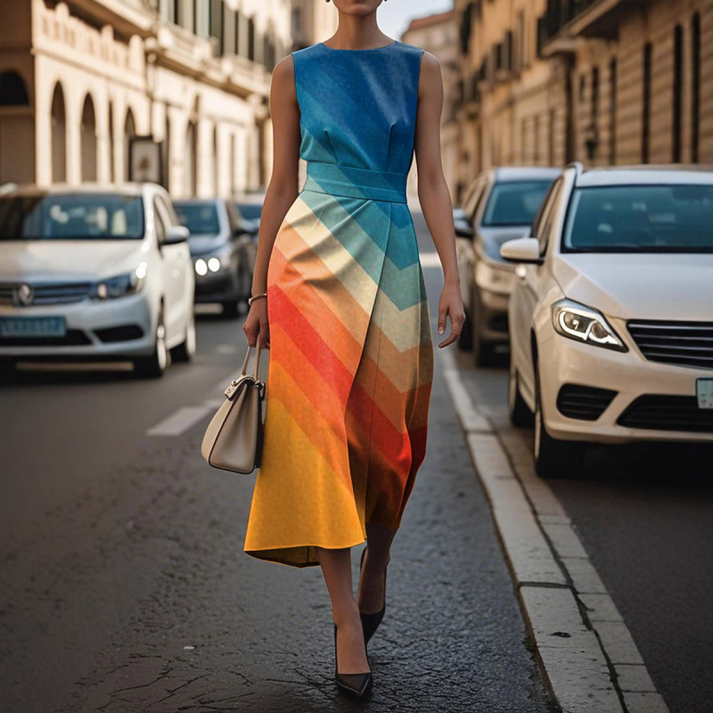 Elegantné šaty bez rukávov Cross-Border Independent Station Amazon Flower Ocean Eternal Elegant Dress E483