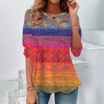 Ευρωπαϊκός και Αμερικανικός Ανεξάρτητος Σταθμός Amazon Cross-Border Νέο Γυναικείο Μοντέρνο T-shirt με Στρογγυλή Λαιμόκοψη και Μακρυμάνικο για Άνοιξη & Φθινόπωρο