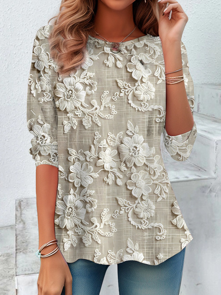 Európai és amerikai független állomás Amazon határokon átnyúló új 3D digitális nyomtatású női divatos kerek nyakú hosszú ujjú póló tavasz és ősz