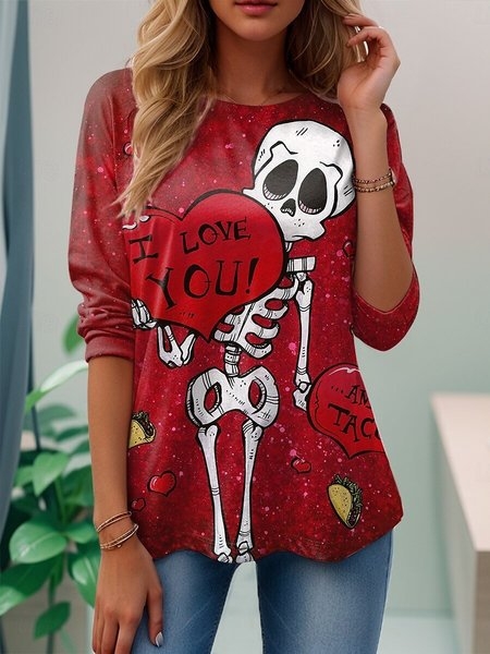 Európai és amerikai független állomás Amazon határokon átnyúló új 3D digitális nyomtatású női divatos kerek nyakú hosszú ujjú póló tavasz és ősz