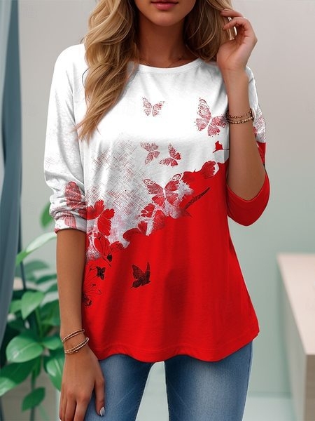 Európai és amerikai független állomás Amazon határokon átnyúló új 3D digitális nyomtatású női divatos kerek nyakú hosszú ujjú póló tavasz és ősz