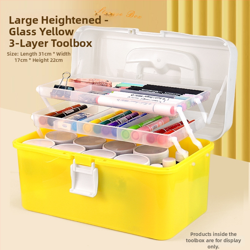 Kunstitööriistakast Kolmekihiline Mitmekihiline Kokkupandav Õpilaste Maalimiskast Kaasaskantav Multifunktsionaalne Majapidamiskast Kunst